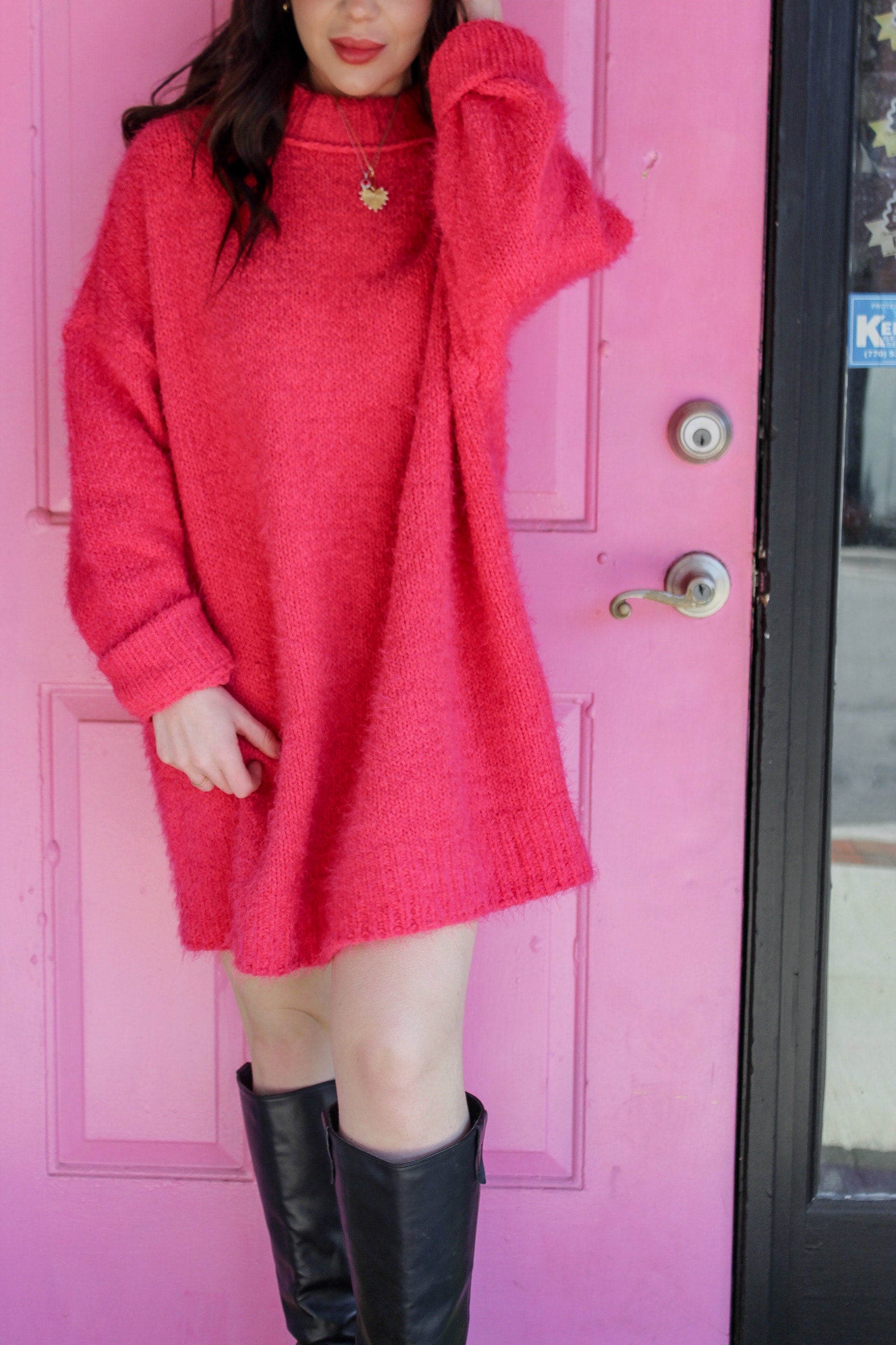 Pink sales tunic sweater